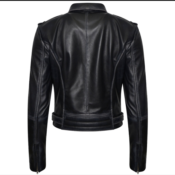 NWT BARNEY'S | Washed Leather Moto Jacket L/XL - Picture 3 of 16